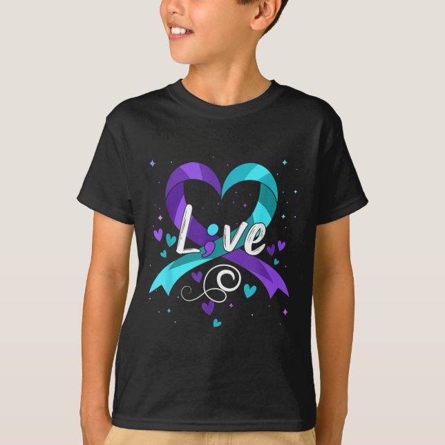 Suicide Prevention - Semicolon Suicide Awareness R T-Shirt (Front)