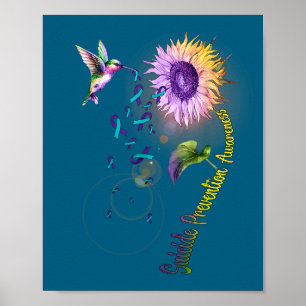 Suicide Prevention Sunflower Hummingbird  Poster