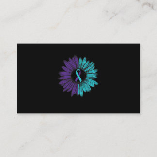 Suicide Prevention Sunflower Teal Purple Business Card