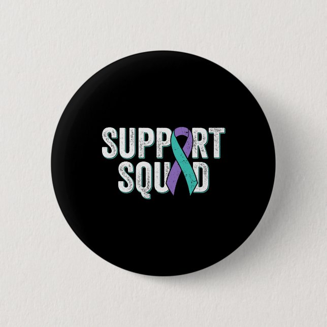Suicide Prevention Support Squad - Teal Purple Awa 2 Inch Round Button (Front)