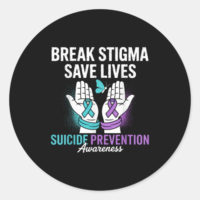 Suicide Prevention Suprt Break Stigma Suicide Awar Classic Round Sticker (Front)