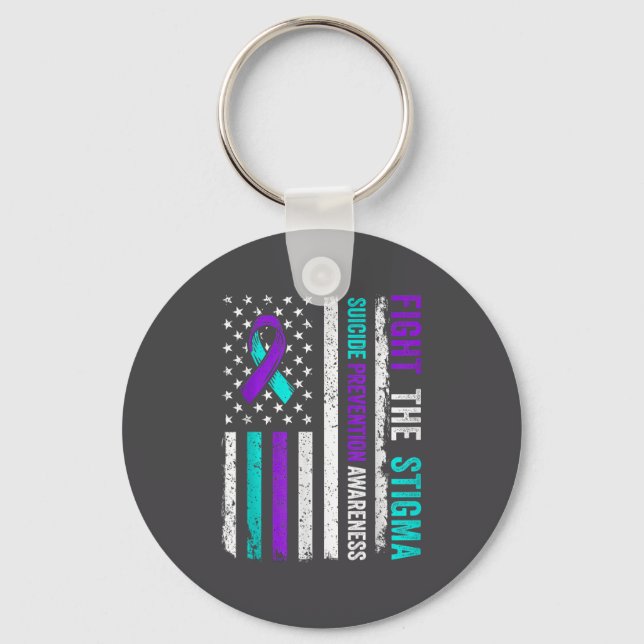 Suicide Prevention Suprt Fight Stigma Suicide Awar Keychain (Front)