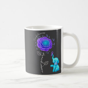Suicide Prevention Teal Purple Flower Elephant Rib Coffee Mug