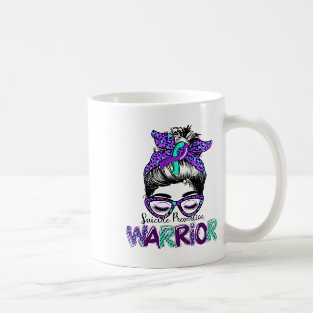 Suicide Prevention Warrior Messy Bun Suicide Aware Coffee Mug (Right)