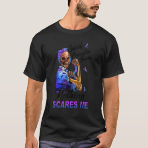 Suicide Prevention Warrior Nothing Scares Me Skull T-Shirt