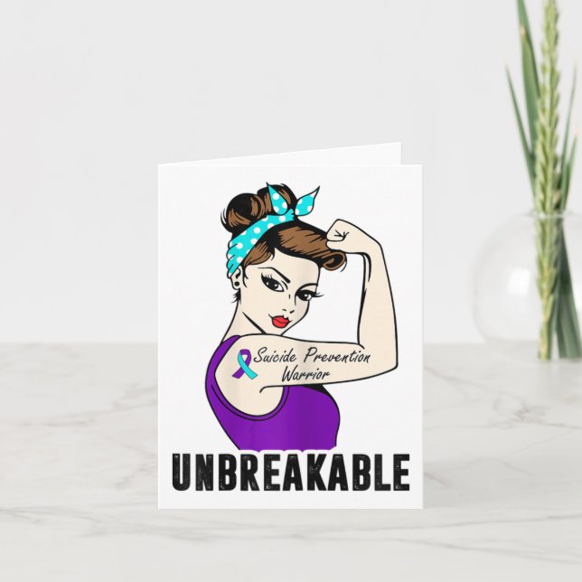 Suicide Prevention Warrior Unbreakable Perfect Str Card (Front)