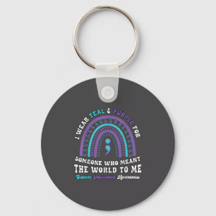 Suicide Prevention Wear Teal Purple Mental Health  Keychain