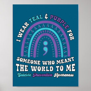 Suicide Prevention Wear Teal Purple Mental Health Poster