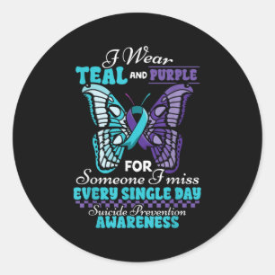 Suicide Prevention Wear Teal Purple Someone I Miss Classic Round Sticker