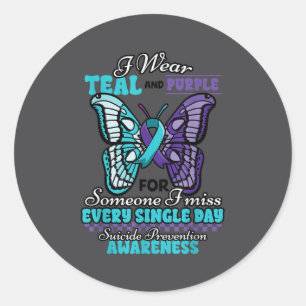 Suicide Prevention Wear Teal Purple Someone I Miss Classic Round Sticker