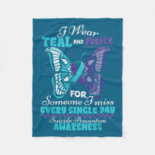 Suicide Prevention Wear Teal Purple Someone I Miss Fleece Blanket