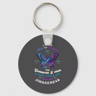 Suicide Prevention Wear Teal Purple Someone I Miss Keychain