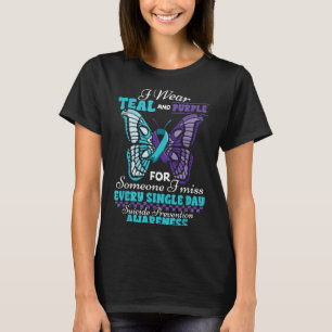 Suicide Prevention Wear Teal Purple Someone I Miss T-Shirt