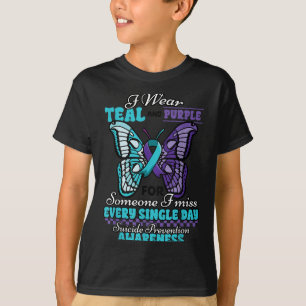 Suicide Prevention Wear Teal Purple Someone I Miss T-Shirt