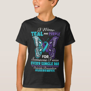 Suicide Prevention Wear Teal Purple Someone I Miss T-Shirt