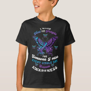 Suicide Prevention Wear Teal Purple Someone I Miss T-Shirt