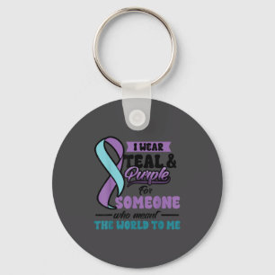 Suicide Prevention Wear Teal Purple Someone Meant Keychain