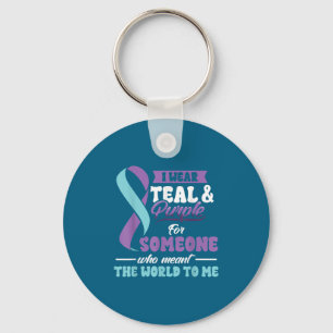 Suicide Prevention Wear Teal Purple Someone Meant  Keychain