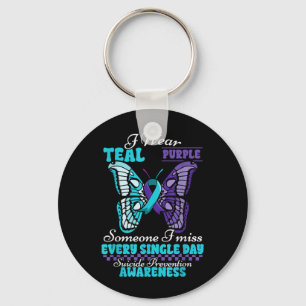 Suicide Prevention Wear Teal Purple Someone Miss Keychain