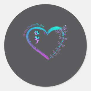 Suicide Prevention Week Dragonfly Heart Ribbon Sem Classic Round Sticker