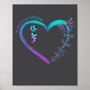 Suicide Prevention Week Dragonfly Heart Ribbon Sem Poster