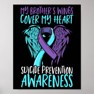 Suicide Prevention Wings And Ribbon Suicide Awaren Poster
