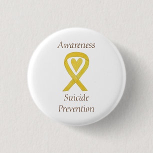 Suicide Prevention Yellow Awareness Ribbon Pins
