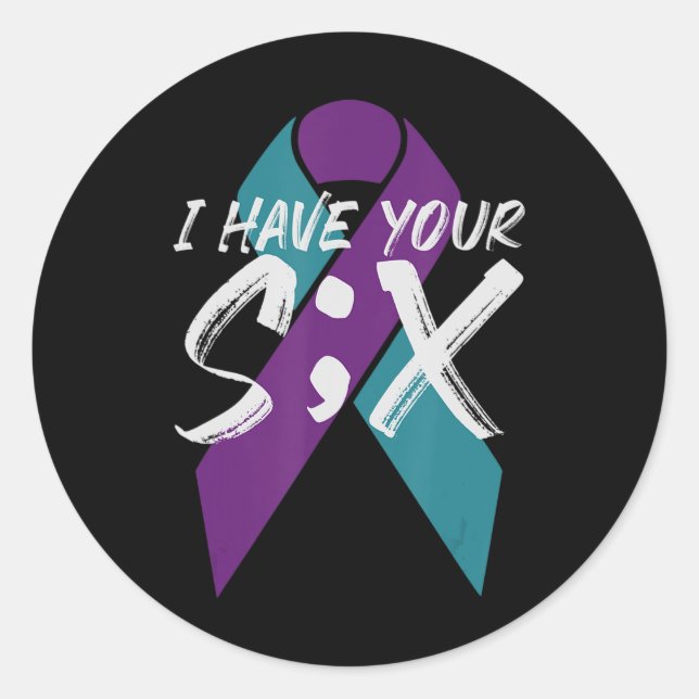 Suicide Semicolon Six Gift  Classic Round Sticker (Front)