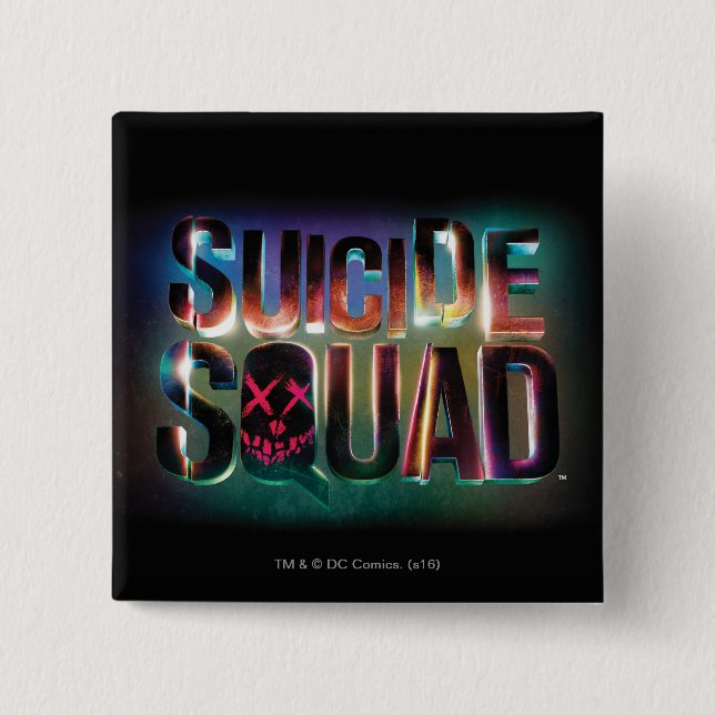 Suicide Squad | Colourful Glow Logo 2 Inch Square Button (Front)