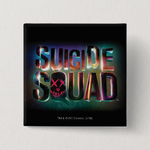 Suicide Squad   Colourful Glow Logo 2 Inch Square Button
