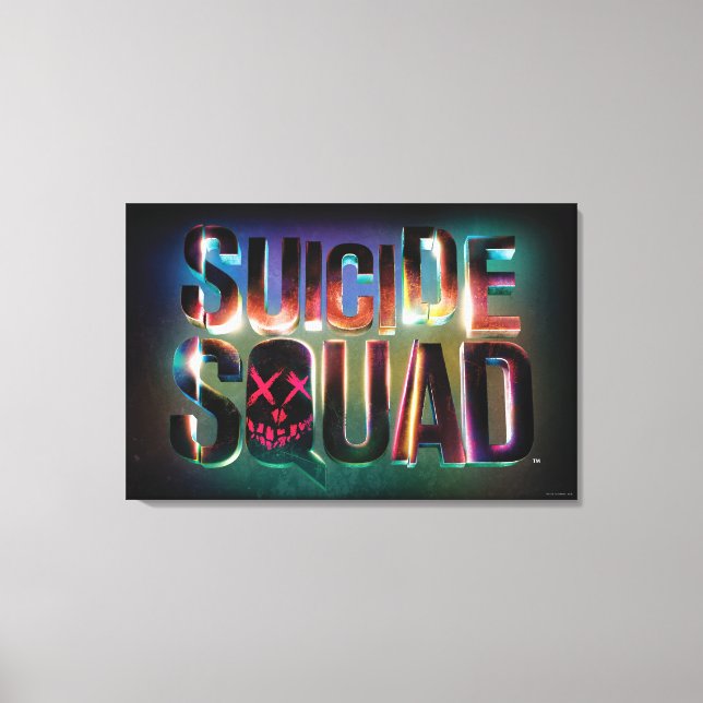 Suicide Squad | Colourful Glow Logo Canvas Print (Front)