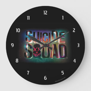 Suicide Squad   Colourful Glow Logo Large Clock