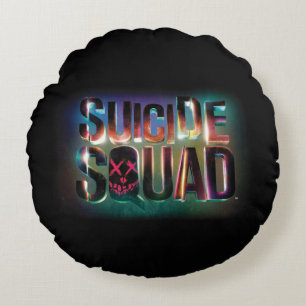 Suicide Squad Colourful Glow Logo Round Pillow