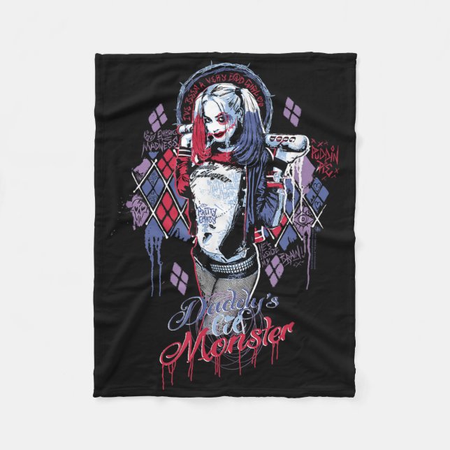 Suicide Squad Daddys Little Monster  Fleece Blanket (Front)