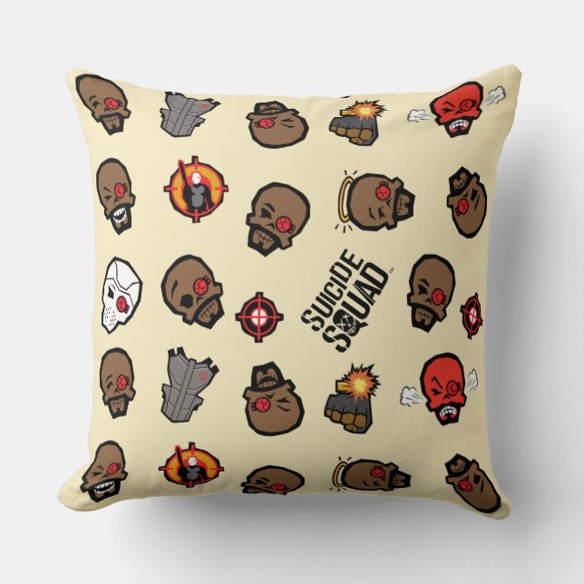 Suicide Squad | Deadshot Emoji Pattern Throw Pillow (Front)