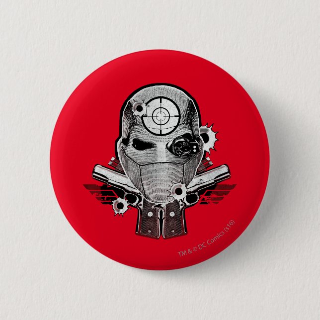 Suicide Squad | Deadshot Mask & Guns Tattoo Art 2 Inch Round Button (Front)