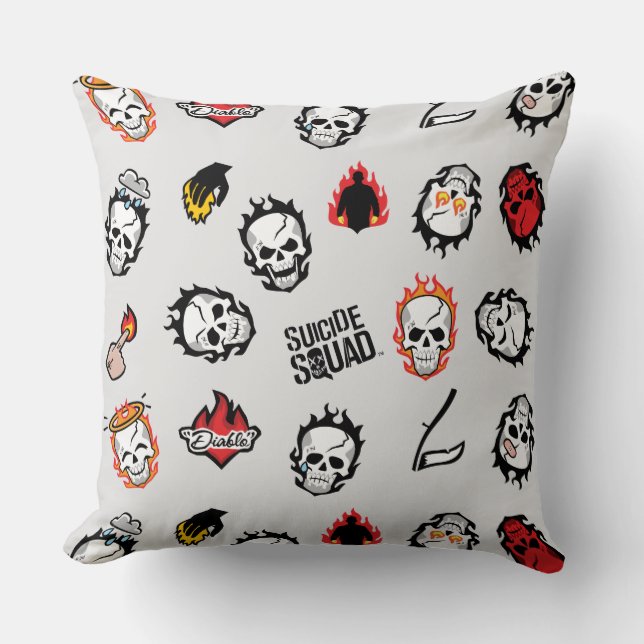 Suicide Squad | Diablo Emoji Pattern Throw Pillow (Front)