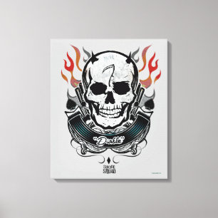 Suicide Squad   Diablo Skull & Flames Tattoo Art Canvas Print