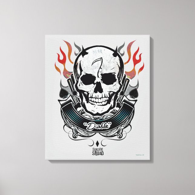 Suicide Squad | Diablo Skull & Flames Tattoo Art Canvas Print (Front)