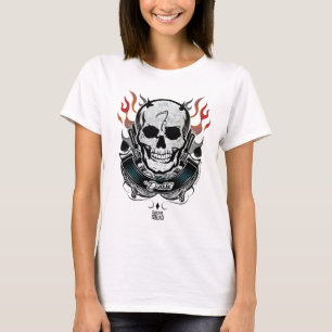 Suicide Squad   Diablo Skull & Flames Tattoo Art T-Shirt