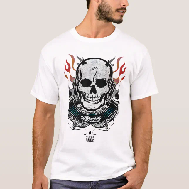 Suicide Squad | Diablo Skull & Flames Tattoo Art T-Shirt | Zazzle