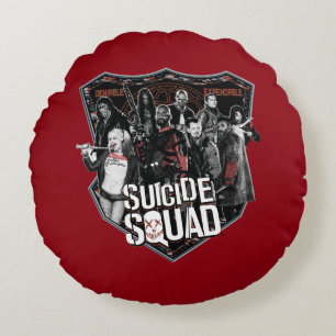 Suicide Squad Group Badge Photo Round Pillow