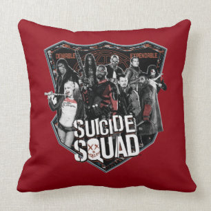 Suicide Squad Group Badge Photo Throw Pillow
