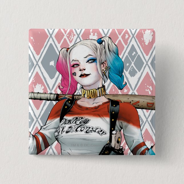 Suicide Squad | Harley Quinn 2 Inch Square Button (Front)