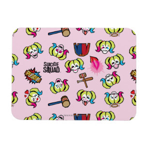Suicide Squad   Harley Quinn Emoji Pattern Magnet