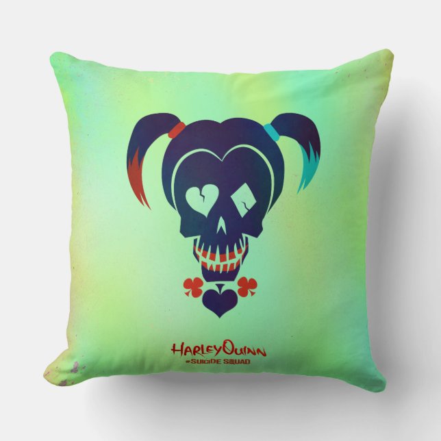 Suicide Squad | Harley Quinn Head Icon Throw Pillow (Front)
