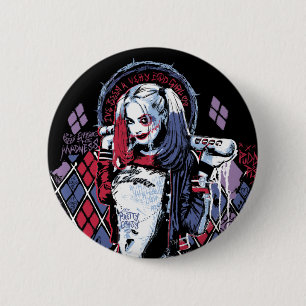 Suicide Squad Harley Quinn Inked Graffiti 2 Inch Round Button