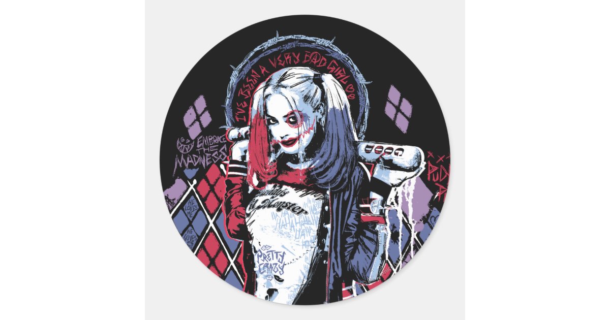 Suicide Squad Harley Quinn Inked Graffiti Classic Round