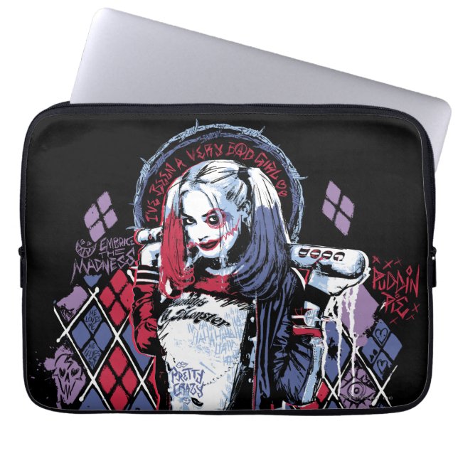 Suicide Squad | Harley Quinn Inked Graffiti Laptop Sleeve (Front)