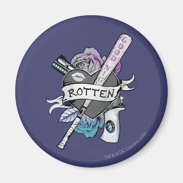 Suicide Squad | Harley Quinn "Rotten" Tattoo Art Magnet (Front)